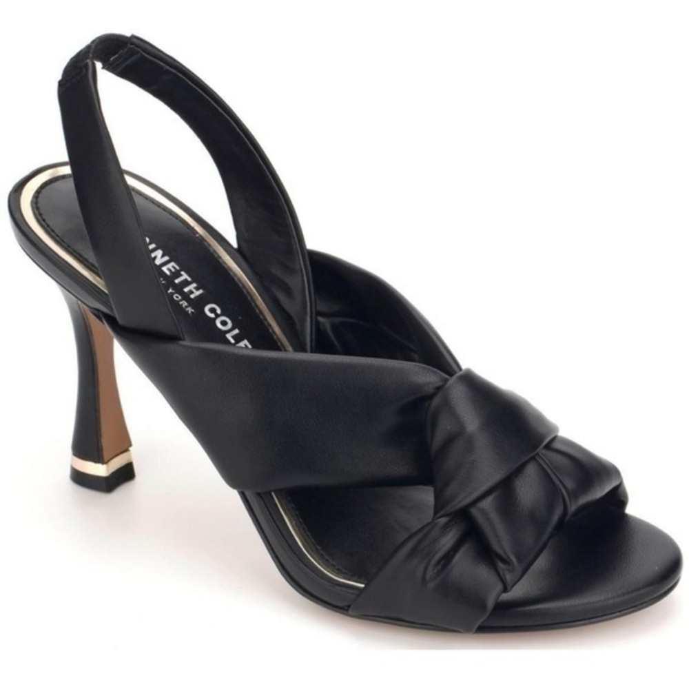 KENNETH COLE Women's Blanche Knot Slingback Heeled Dress Sandals black 10